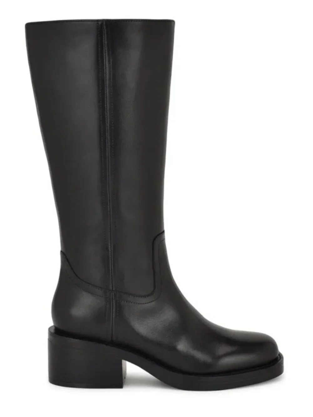 Nine West Broklyn Leather Knee High Riding Boots Black Size 8.5 NWT